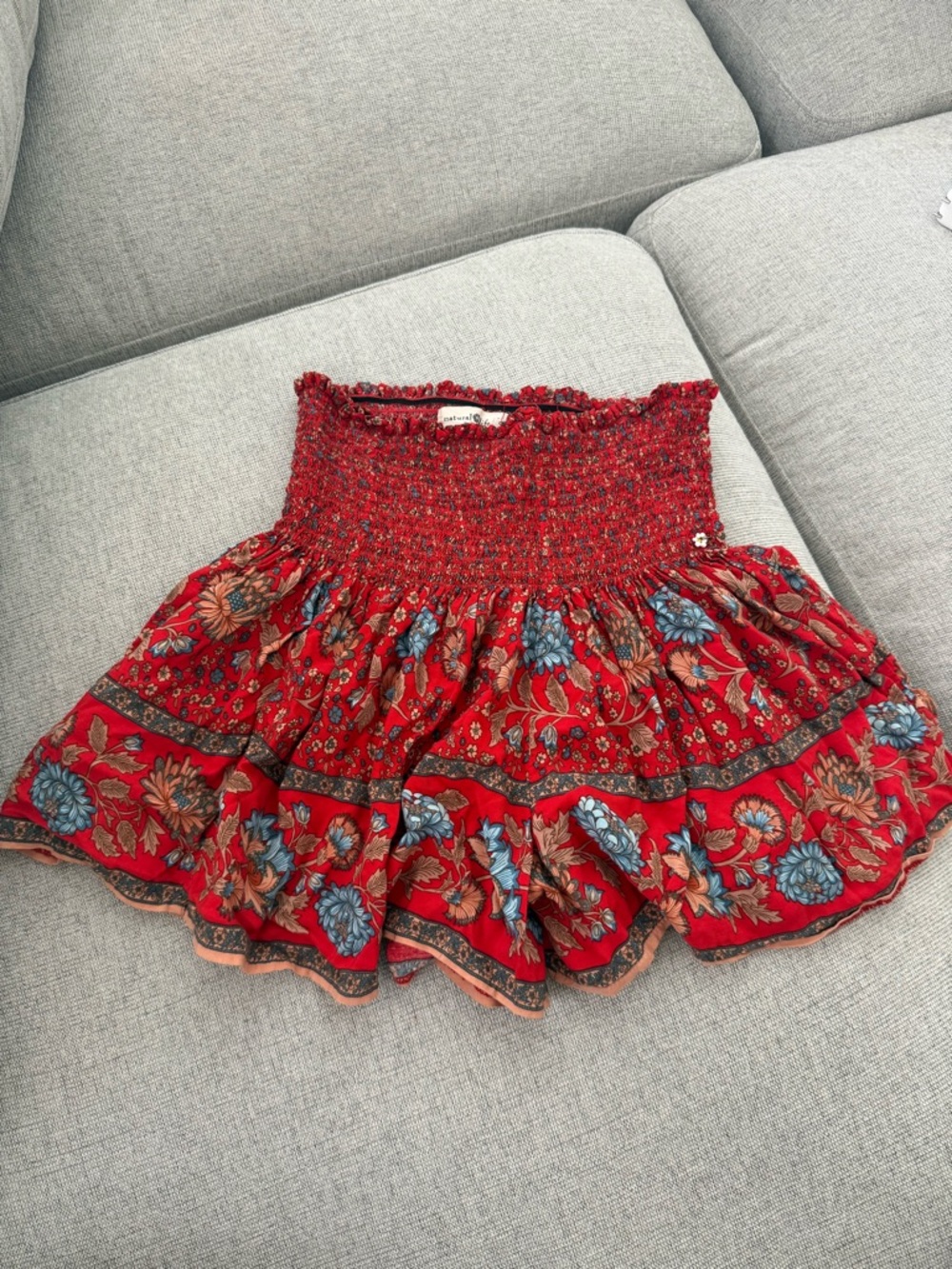 NATURAL LIFE Red Floral Smocked Skater Shorts